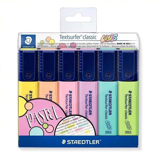Estuche 6 marcadores textsurfer classic pastel colores surtidos