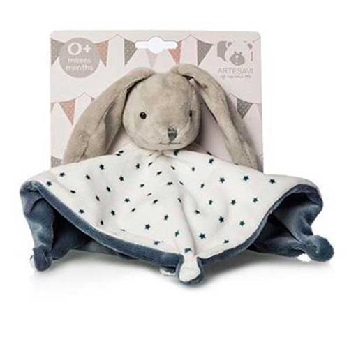 Doudou conejito estrellas sonajero 26 CM azul