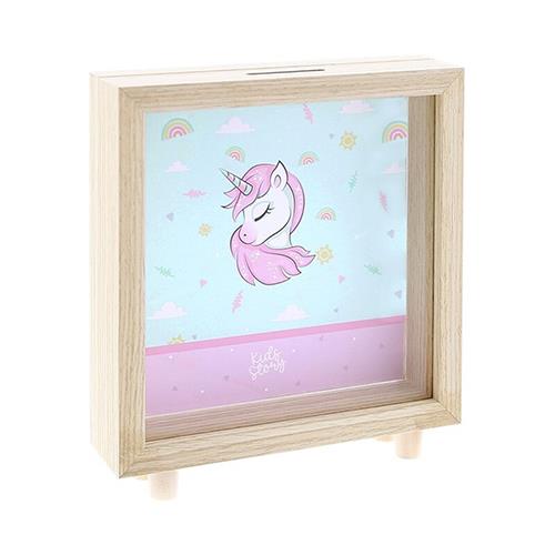 Hucha infantil madera blanca - Unicornio