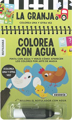 Colorea con agua. La granja