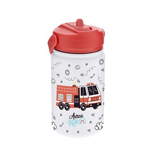 Botella acero 330ML ADAPTADOR INFANTIL CON PAJITA - FIRETRUCK