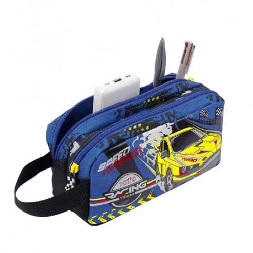 Estuche escolar multiusos  tres compartimentos racing- Agapec