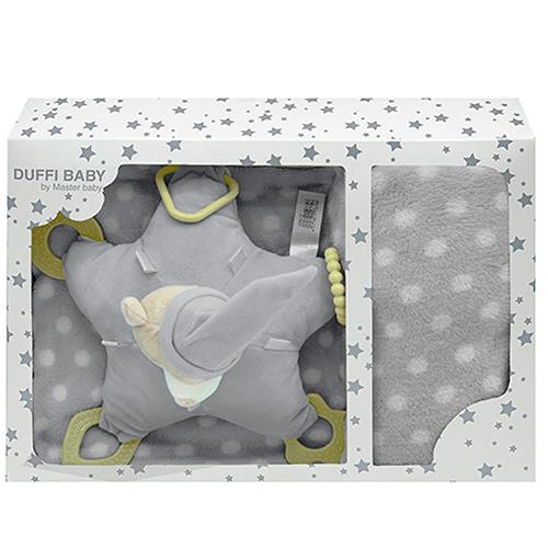 Set de Bebé Osito Mordedor de Peluche con Manta Puntitos 80x110cm Plata